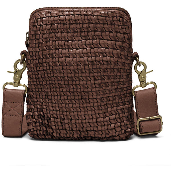Mobile bag decorated with weaving 15806 Brown DEPECHE