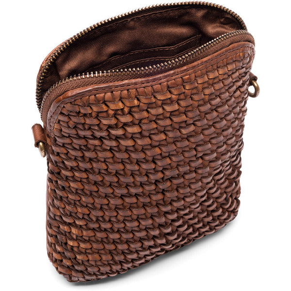 DEPECHE Mobile bag decorated with weaving Mobilebag 225 Mid tan