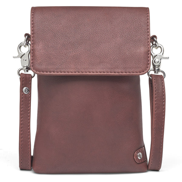 DEPECHE Mobile bag in soft leather and timeless design Mobilebag 161 Dark brown