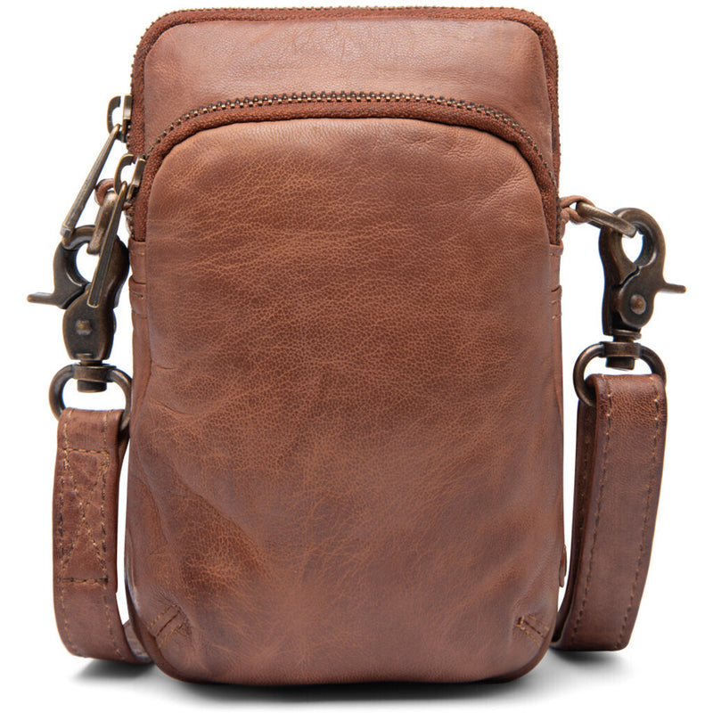 DEPECHE Mobile bag in soft vintage look leather Mobilebag 173 Chestnut