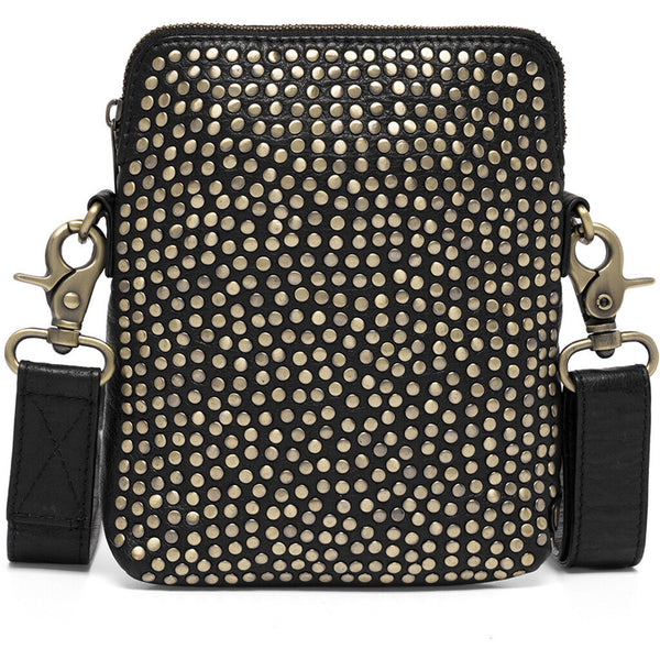 DEPECHE Mobile leather bag with rivets Mobilebag 099 Black (Nero)