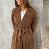 Depeche leather wear Naomi suede trench coat Jackets 311 Wood