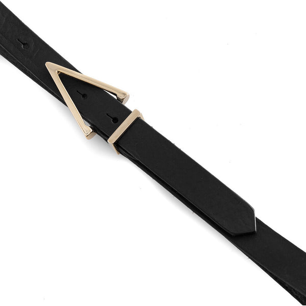 DEPECHE Narrow leather belt with beauiful details Belts 099 Black (Nero)