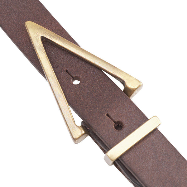 DEPECHE Narrow leather belt with beauiful details Belts 161 Dark brown