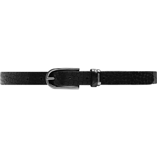 DEPECHE Narrow leatherbelt decorated with croco pattern Belts 099 Black (Nero)