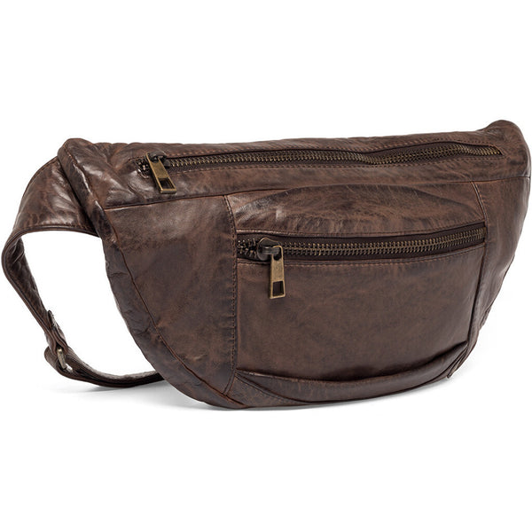 DEPECHE Oversize leather bumbag in high and soft quality Bumbag 068 Winter brown