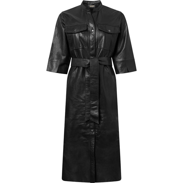 Depeche leather wear Paige shirt dress in soft leather Dresses 099 Black (Nero)