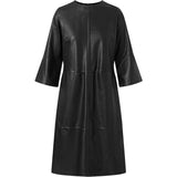 Depeche leather wear Pretty Raja knee-long leather dress Dresses 099 Black (Nero)
