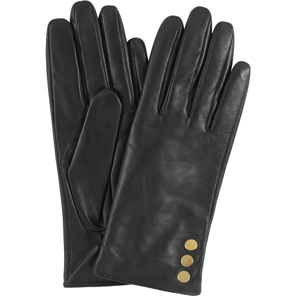 Pretty leather glove with buttons on side / 15206 - Black / Gold – DEPECHE