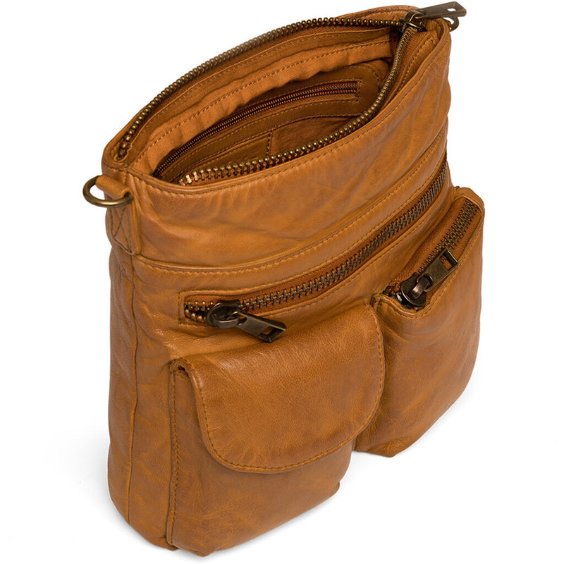 DEPECHE Raw and nice crossbody bag in soft leather Cross over 014 Cognac