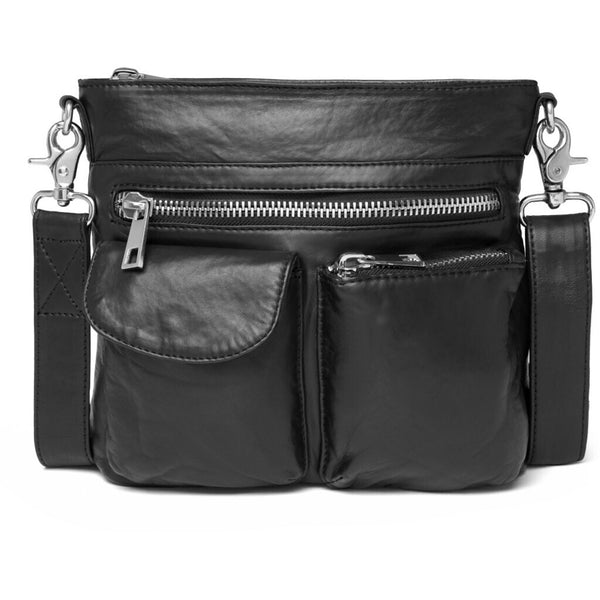 DEPECHE Raw and nice crossbody bag in soft leather Cross over 099 Black (Nero)