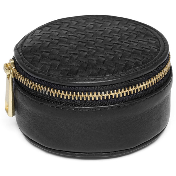 DEPECHE Round jewellery box with braided pattern Accessories 099 Black (Nero)