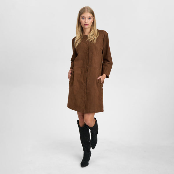 Depeche leather wear Sandy suede shirt dress Shirts 307 Choco