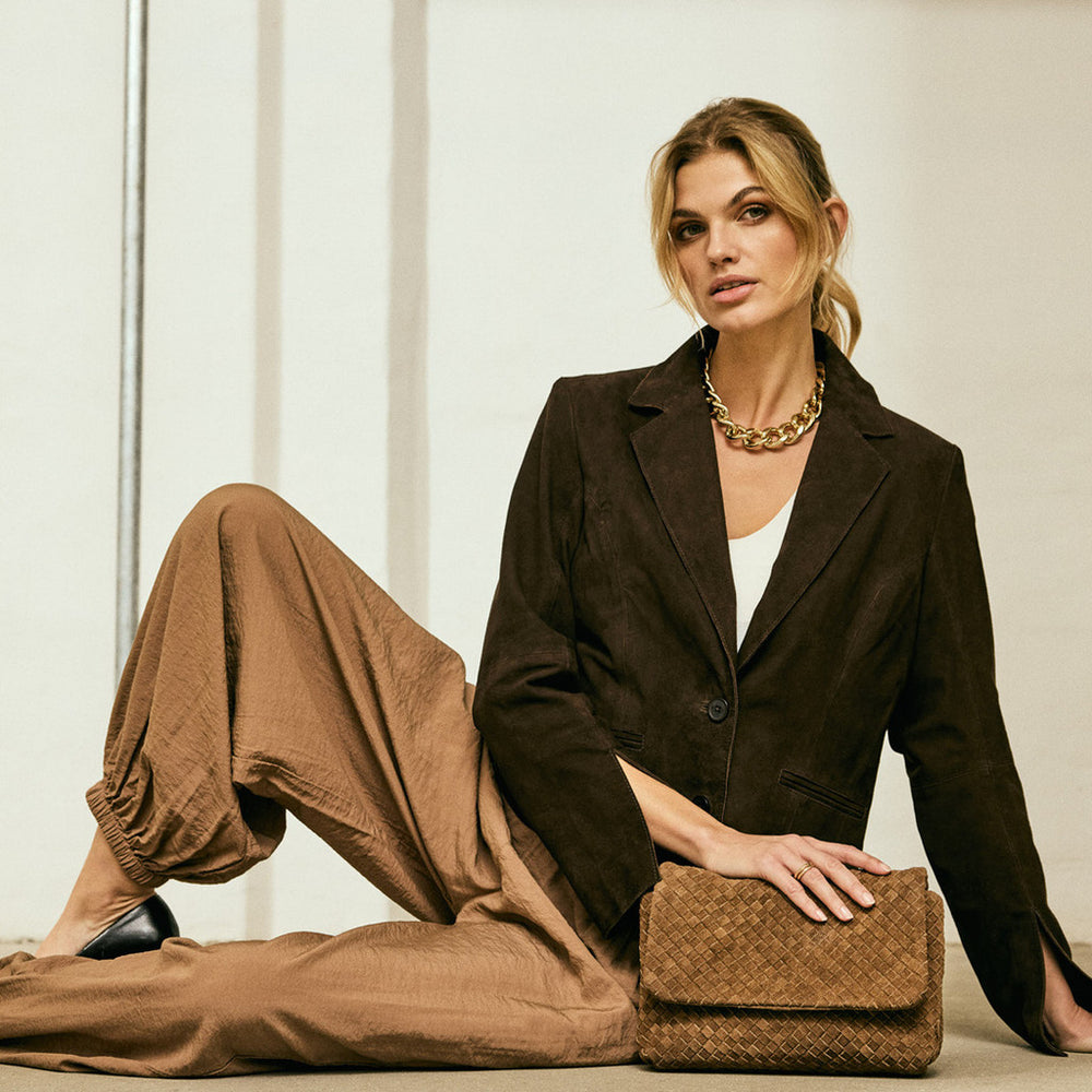 Savanna suede blazer / 51422 - Dusty brown – DEPECHE