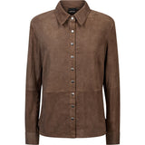 Depeche leather wear Sharon Suede Fringes Shirt Shirt 338 Walnut Brown