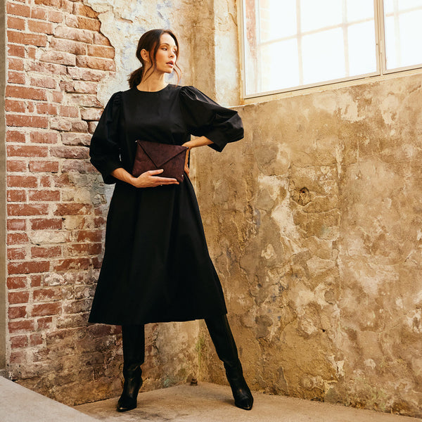 Depeche Clothing Sharon dress with puffsleeves Dresses 099 Black (Nero)