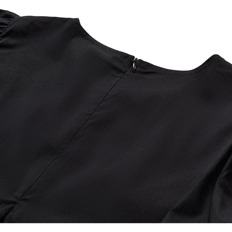 Depeche Clothing Sharon dress with puffsleeves Dresses 099 Black (Nero)
