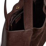 DEPECHE Shopper bag in suede and cow leather Shopper 008 Chocolate