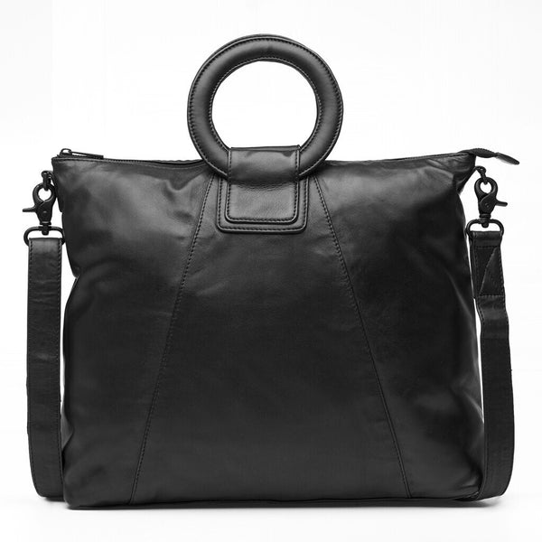 DEPECHE Shopper bag with a stylish leather handle Shopper 099 Black (Nero)