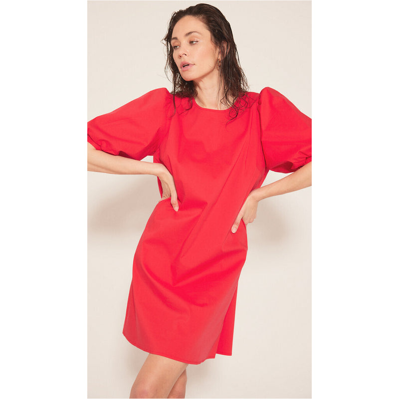 Depeche Clothing Short Abi dress with puff sleeves Dresses 043 Red