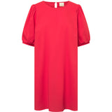 Depeche Clothing Short Abi dress with puff sleeves Dresses 043 Red