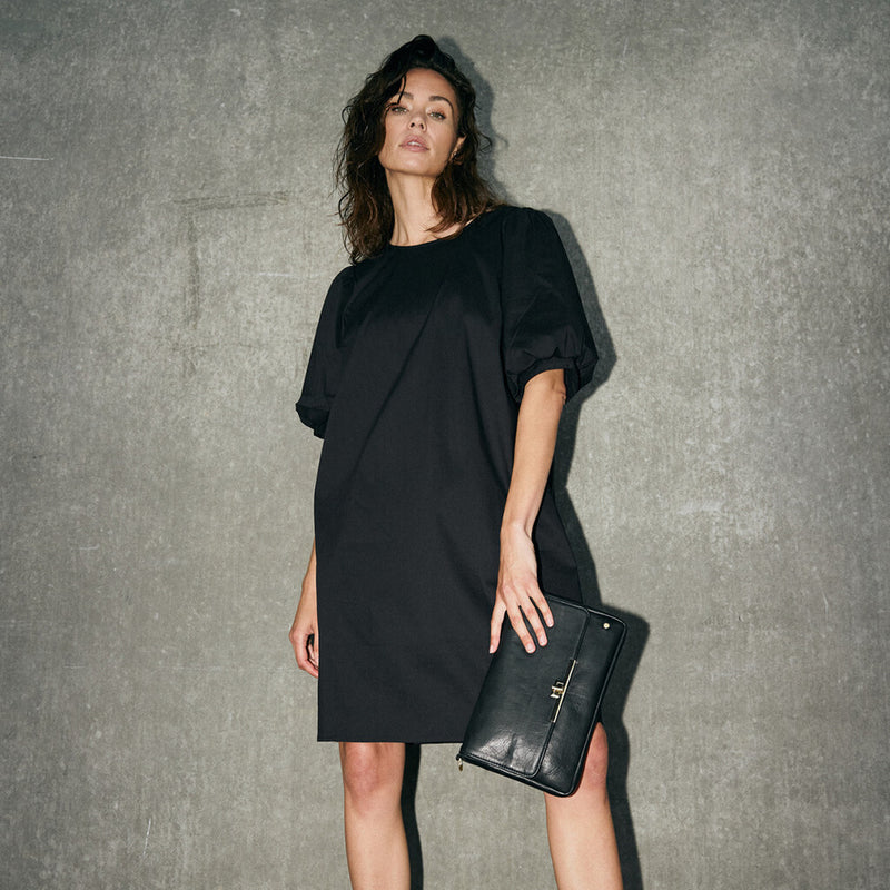 Short Abi dress with puff sleeves / 100138 - Black DEPECHE Short Abi dress with puff sleeves / 100138 - Black DEPECHE