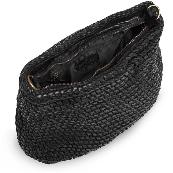 DEPECHE Shoulder bag decorated with weaving Shoulderbag / Handbag 099 Black (Nero)