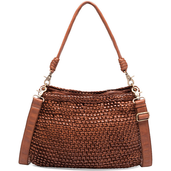DEPECHE Shoulder bag decorated with weaving Shoulderbag / Handbag 225 Mid tan