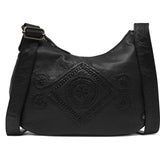 DEPECHE Shoulder bag in leather with a beautiful bohemian pattern Shoulderbag / Handbag 099 Black (Nero)