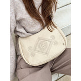 DEPECHE Shoulder bag in leather with a beautiful bohemian pattern Shoulderbag / Handbag 202 Vanilla