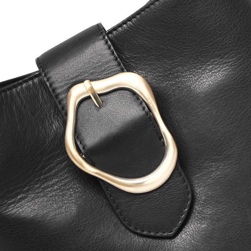 DEPECHE Shoulderbag/handbag with golden buckle Shoulderbag / Handbag 099 Black (Nero)