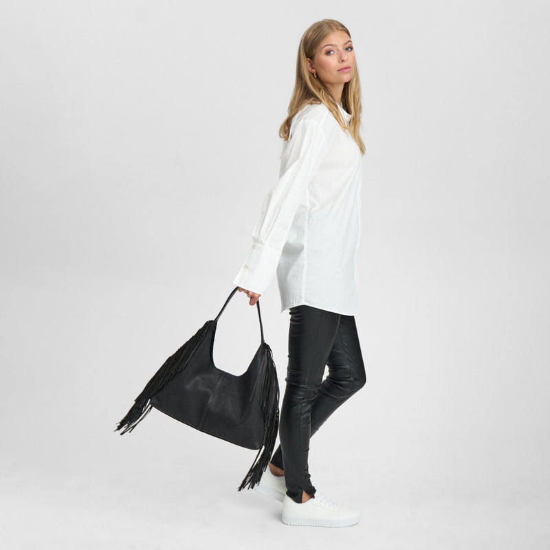 DEPECHE Shoulderbag with fringes Shoulderbag / Handbag 099 Black (Nero)