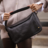 DEPECHE Shoulderbag with leopard lining Shoulderbag / Handbag 161 Dark brown