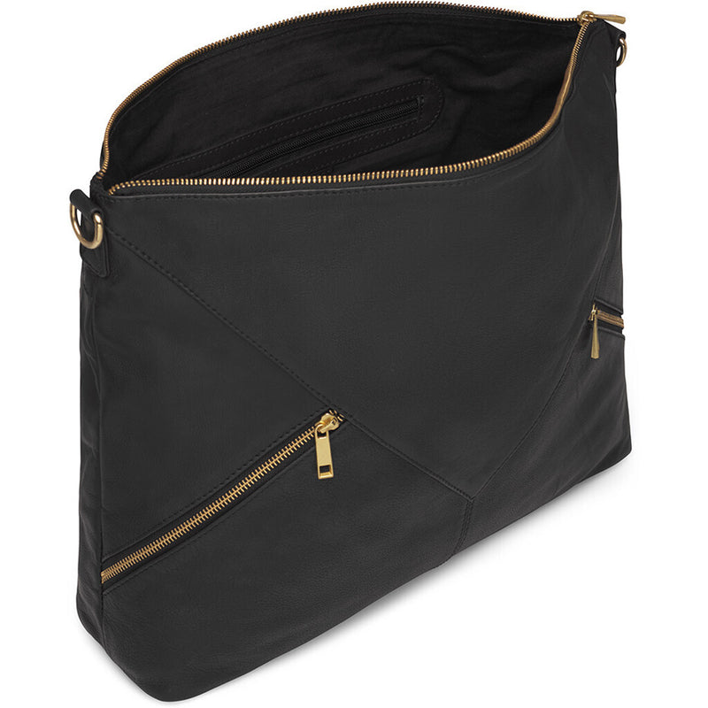 DEPECHE Shoulderbag with zipper details Shoulderbag / Handbag 099 Black (Nero)