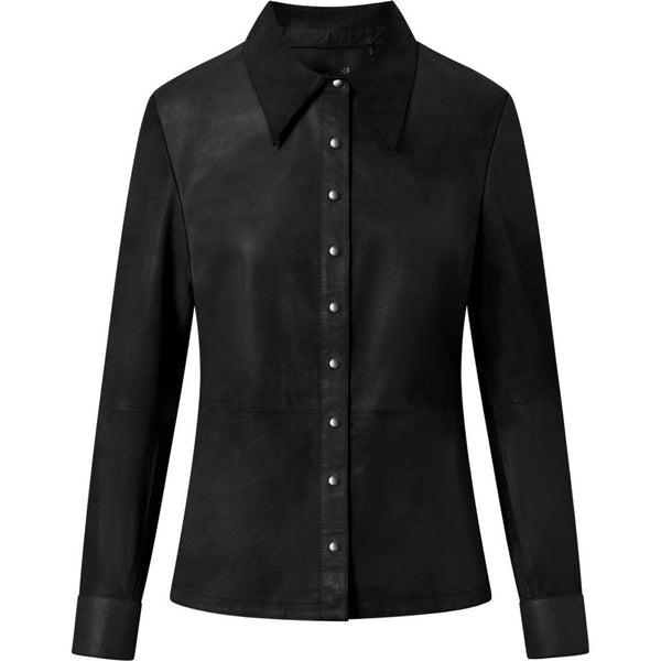 Depeche leather wear Simple and classic shirt in soft leather Shirts 099 Black (Nero)