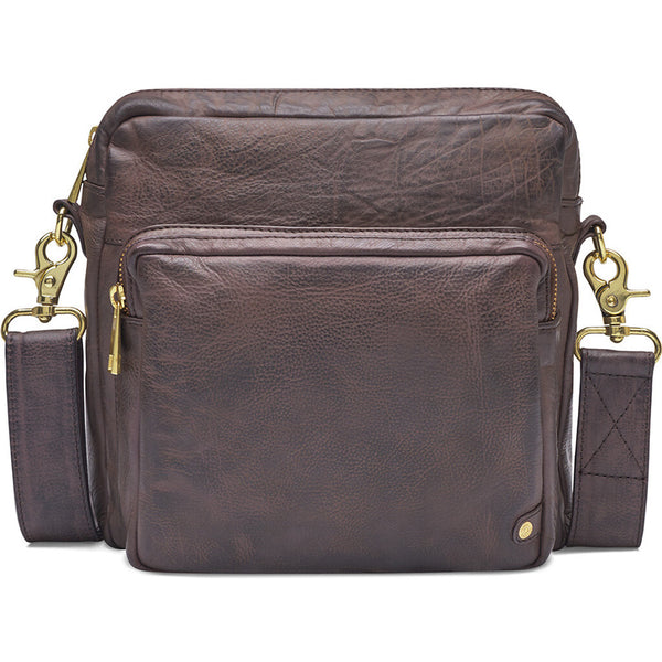 DEPECHE Simple crossover bag in beautiful leather Cross over 161 Dark brown