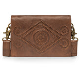 DEPECHE Small bag/clutch in leather with a beautiful bohemian pattern Small bag / Clutch 133 Brandy
