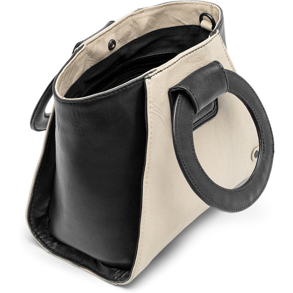DEPECHE Small handbag with a stylish leather handle Shoulderbag / Handbag 229 Black/Vanilla