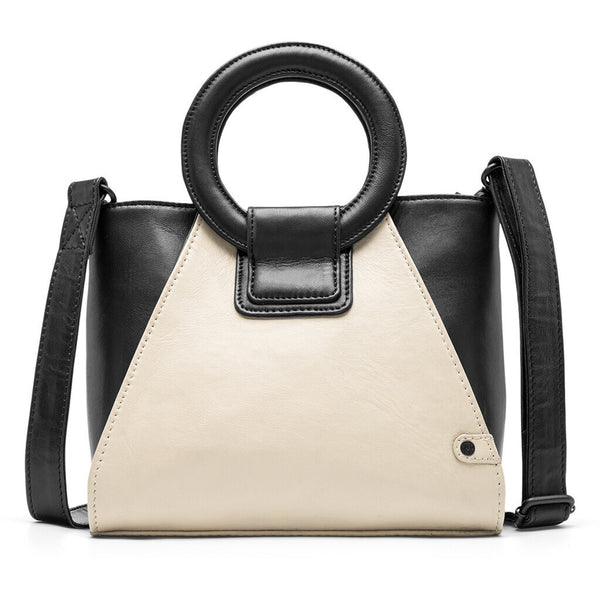 DEPECHE Small handbag with a stylish leather handle Shoulderbag / Handbag 229 Black/Vanilla