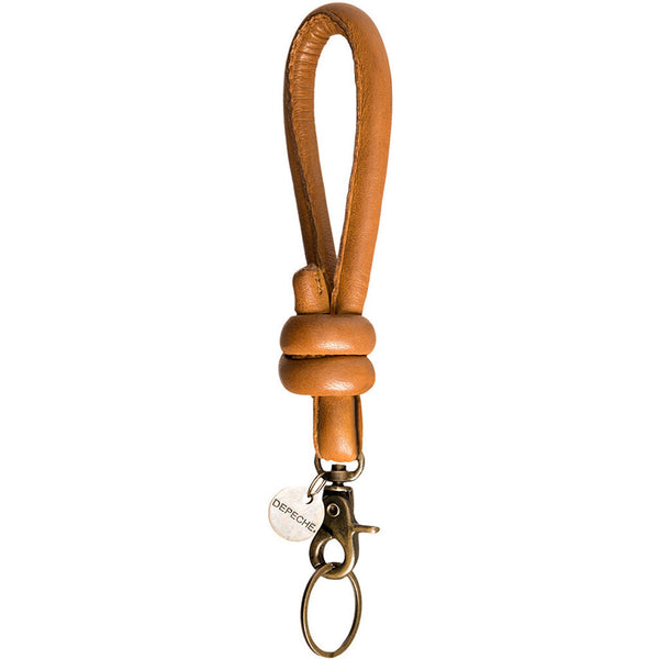DEPECHE Small keyhanger in soft leather and metal Accessories 014 Cognac