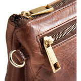 DEPECHE Small leatherbag with golden details Small bag / Clutch 133 Brandy