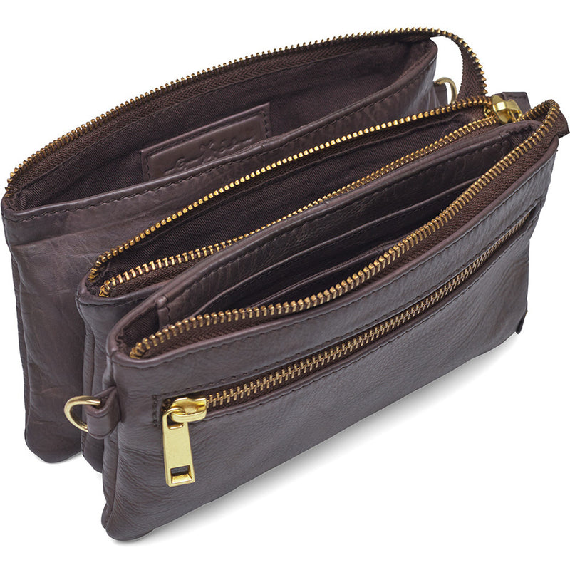DEPECHE Small leatherbag with golden details Small bag / Clutch 161 Dark brown