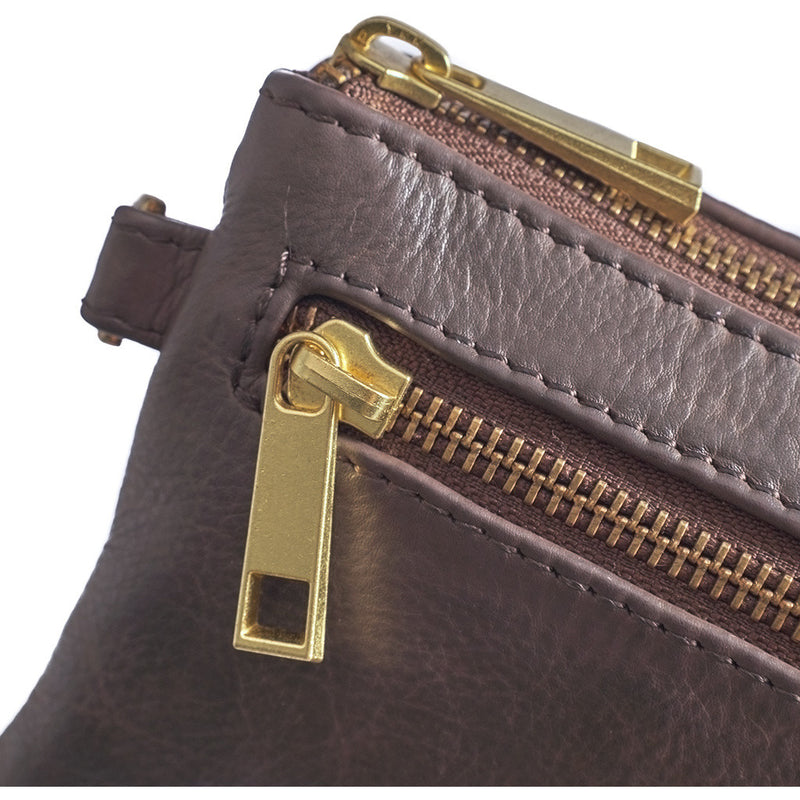 DEPECHE Small leatherbag with golden details Small bag / Clutch 161 Dark brown