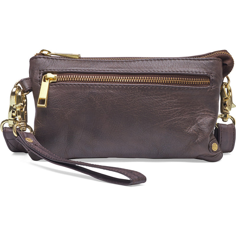 DEPECHE Small leatherbag with golden details Small bag / Clutch 161 Dark brown