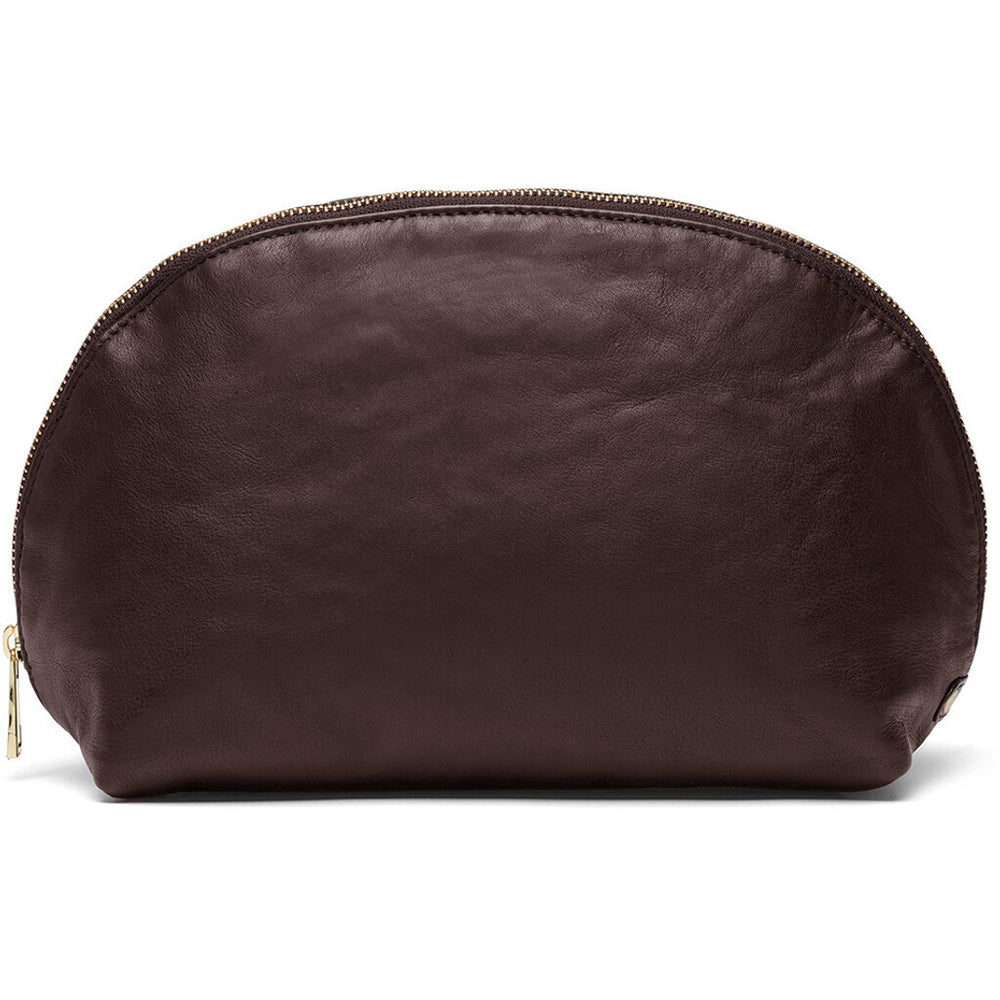 Soft and spacious leather cosmetic bag 15918 Winter Brown Brass