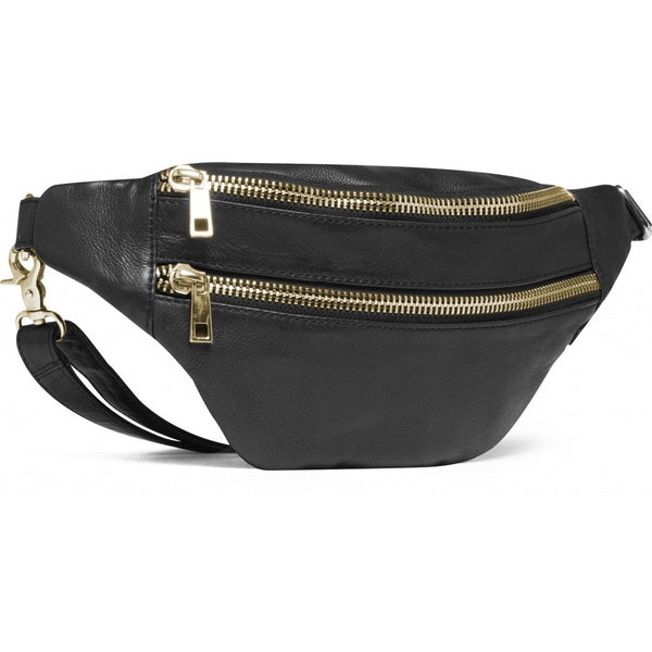DEPECHE Soft leather bumbag with golden zippers Bumbag 097 Gold