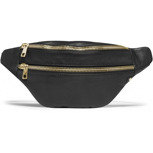 DEPECHE Soft leather bumbag with golden zippers Bumbag 097 Gold