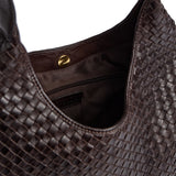 DEPECHE Sofya handwoven leather shoulder bag Shoulderbag / Handbag 161 Dark brown