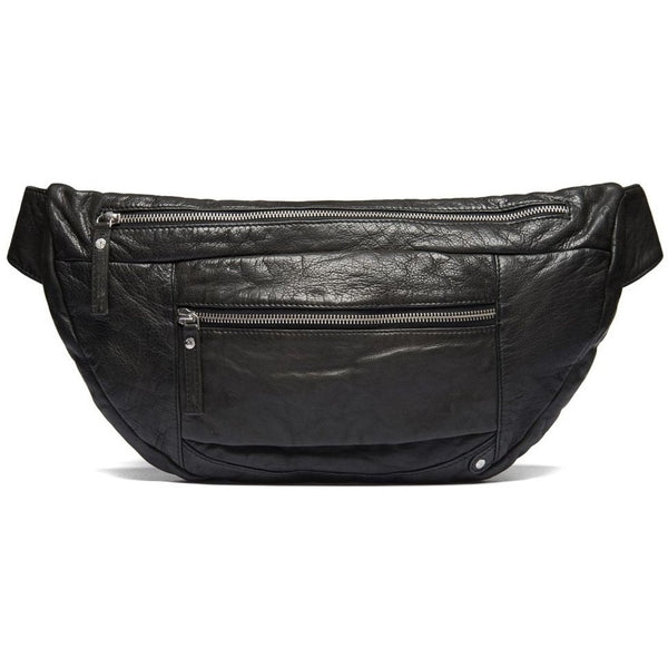 DEPECHE Spacious leather bumbag in classy look Bumbag 099 Black (Nero)