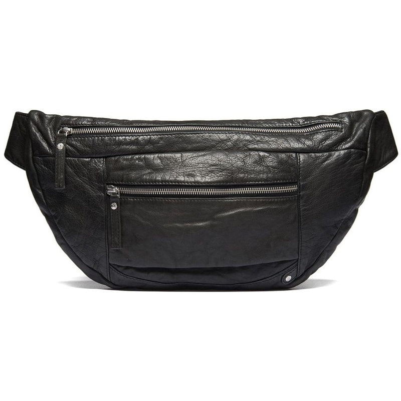 DEPECHE Spacious leather bumbag in classy look Bumbag 099 Black (Nero)